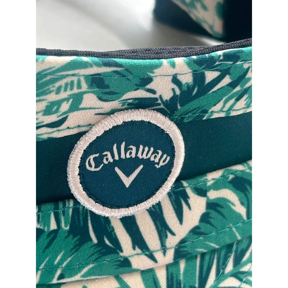 Callaway Golf Visor Womens Green White Tropical Palm Leaf Print Adjustable‎ Hat